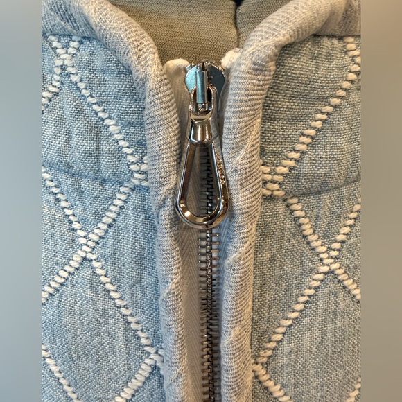 Sandro Quilted Denim Mini Skirt, Front Zip, light blue, A-line, 34 (XS), EUC - Picture 10 of 14